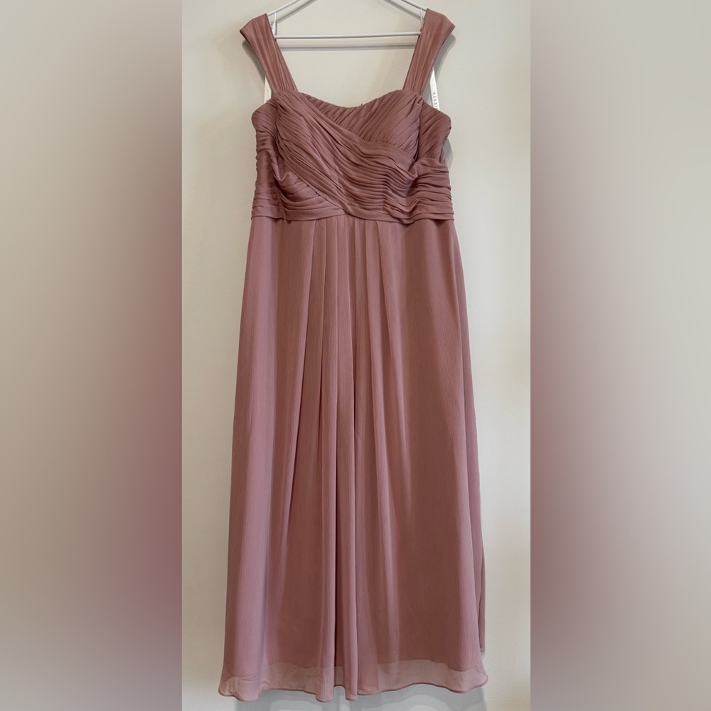 Azazie Mauve Dusty Rose A-Line Ruched Chiffon Sleeveless Maxi Dress